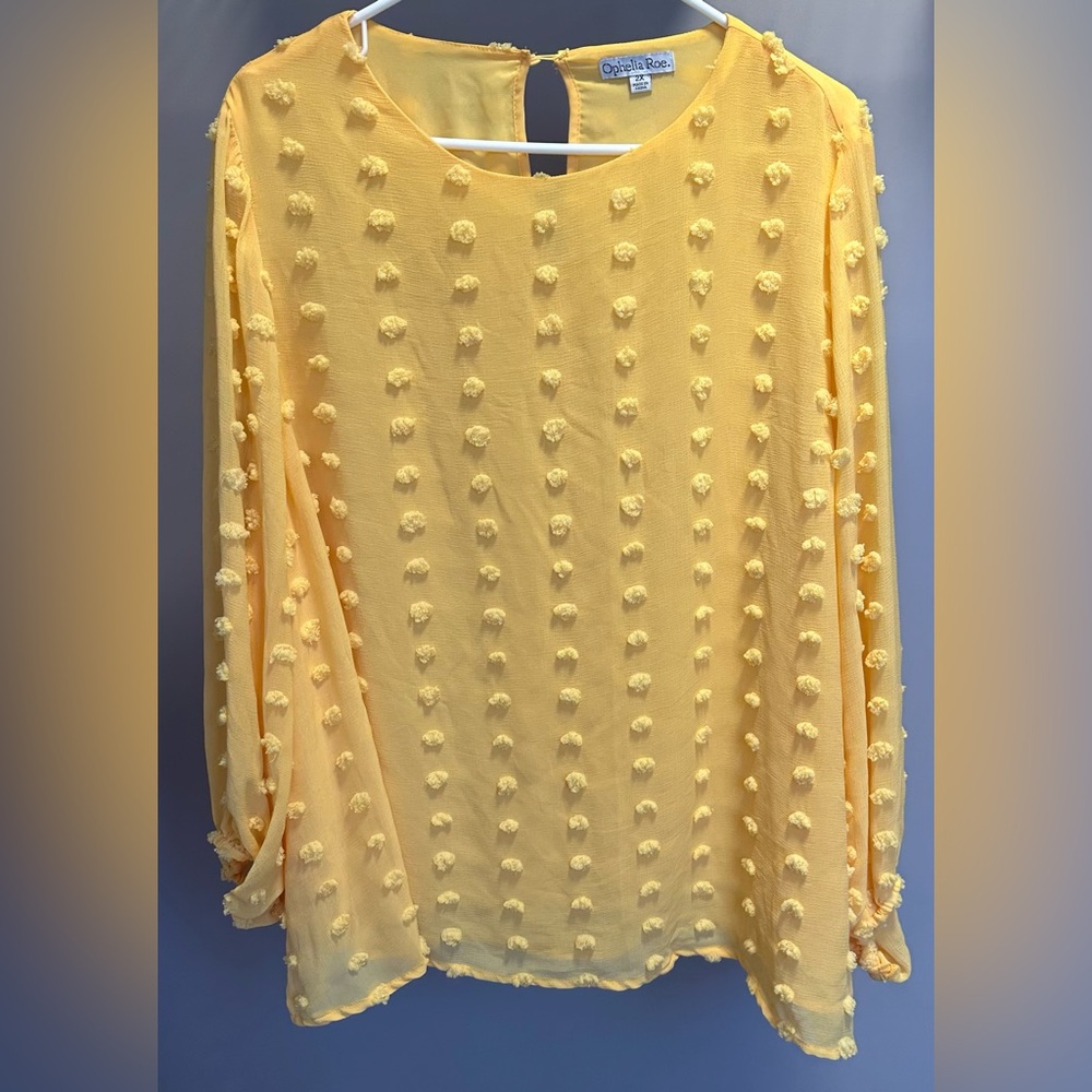 Ophelia Roe Yellow Textured Women's Blouse